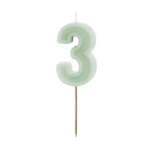 Świeczka - Cyfra "3" - zielona, 6 cm