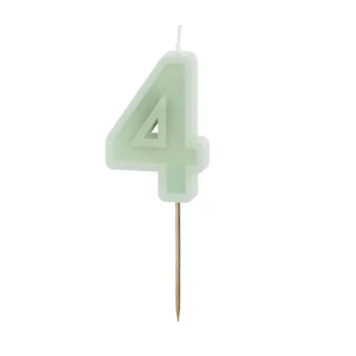 Świeczka - Cyfra "4" - zielona, 6 cm