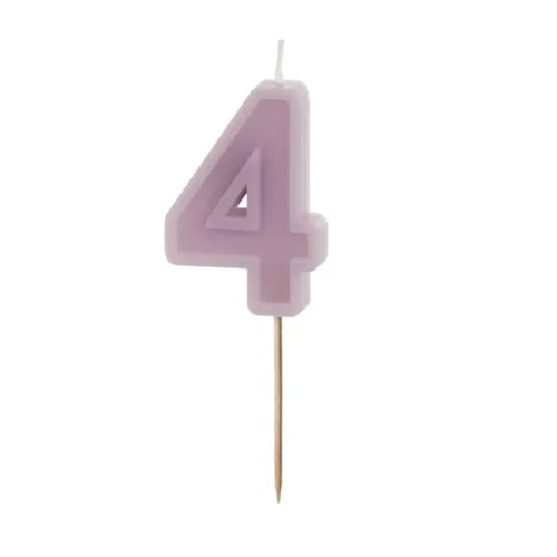 Świeczka - Cyfra "4" - fiolet, 6 cm