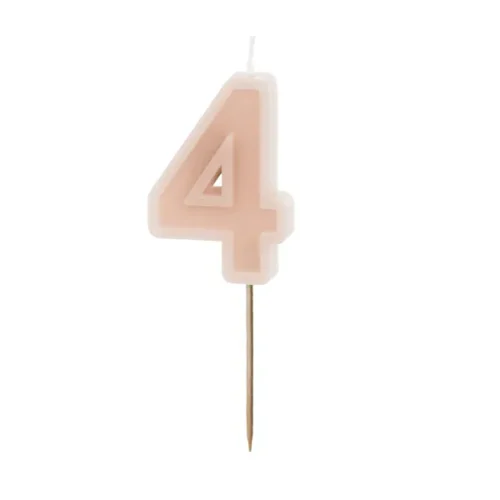 Świeczka - Cyfra "4" - brudny róż, 6 cm