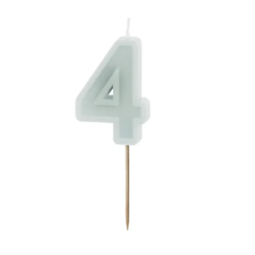 Świeczka - Cyfra "4" - jasna mięta, 6 cm