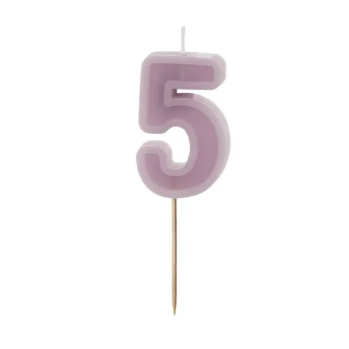 Świeczka - Cyfra "5" - fioletowa, 6 cm