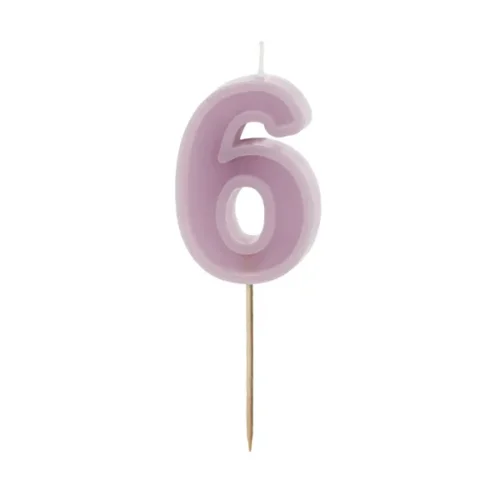 Świeczka - Cyfra "6" - fioletowa, 6 cm