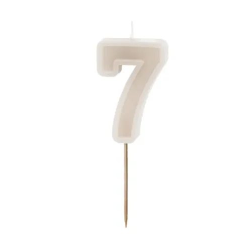 Świeczka - Cyfra "7" - beżowa, 6 cm