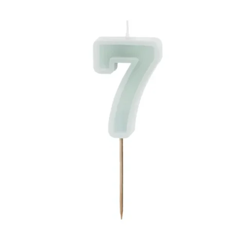 Świeczka - Cyfra "7" - jasna mięta, 6 cm