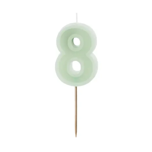 Świeczka - Cyfra "8" - zielona, 6 cm