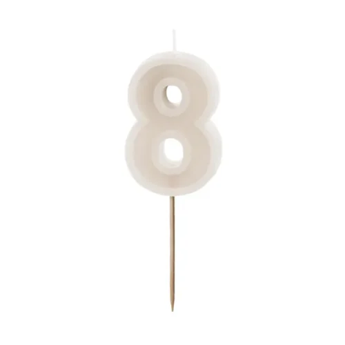 Świeczka - Cyfra "8" - beżowa, 6 cm