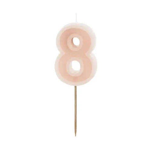 Świeczka - Cyfra "8" - brudny róż, 6 cm
