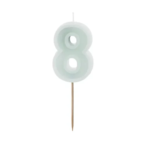Świeczka - Cyfra "8" - jasna mięta, 6 cm