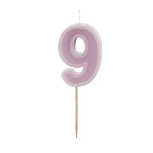 Świeczka - Cyfra "9" - fioletowa, 6 cm