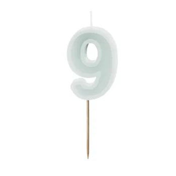 Świeczka – Cyfra “9” – jasna mięta, 6 cm – Dekoracje imprezowe – Szalony.pl