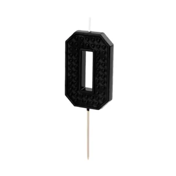 Świeczka – Cyfra “0” – czarny klocki, 6 cm – Dekoracje imprezowe – Szalony.pl