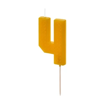 Świeczka – Cyfra “4” – żółta, klocki, 6 cm – Dekoracje imprezowe – Szalony.pl