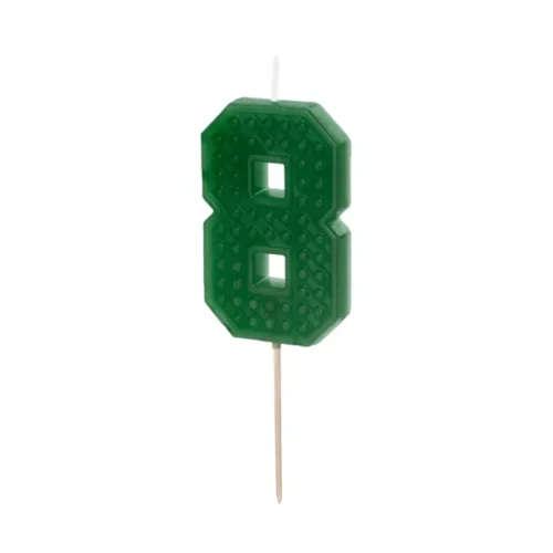 Świeczka - Cyfra "8" - zielona klocki, 6 cm