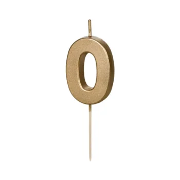 Świeczka – Cyfra “0” – złota, 4,5 cm – Dekoracje imprezowe – Szalony.pl