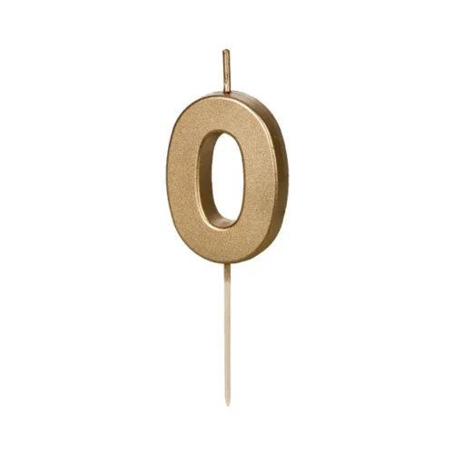 Świeczka - Cyfra "0" - złota, 4,5 cm