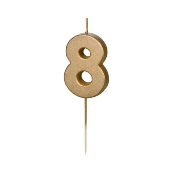 Świeczka – Cyfra “8” – złota, 4.5 cm – Dekoracje imprezowe – Szalony.pl