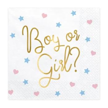 Serwetki – Boy or Girl, 33x33cm 20 szt – Dekoracje imprezowe – Szalony.pl