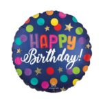 Balon bez helu: Happy Birthday, gwiazdki, 18″ – Balony foliowe – Szalony.pl