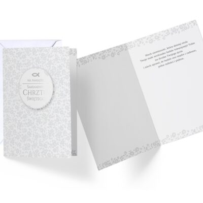 Kartka okolicznościowa – Chrzest, kwiatki srebrna – Kartki na chrzest – Szalony.pl