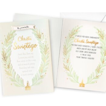 Kartka okolicznościowa – Chrzest, laury opalizując – Kartki na chrzest – Szalony.pl