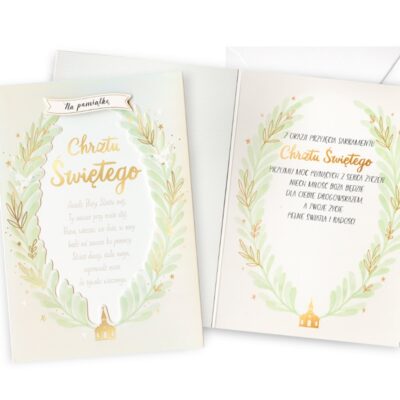 Kartka okolicznościowa – Chrzest, laury opalizując – Kartki na chrzest – Szalony.pl
