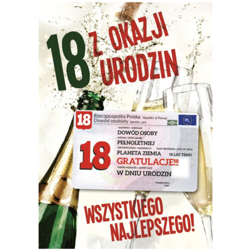 Kartka urodzinowa 18 urodziny, dowód osobisty
