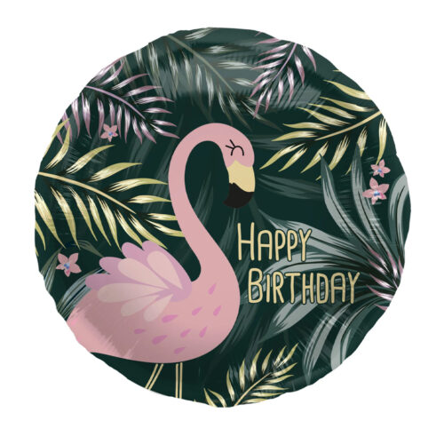 Balon z helem: Happy Birthday, flaming, 45 cm