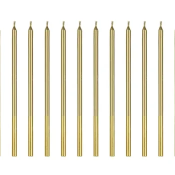Świeczki – długie gładkie – złote, 14 cm (12 szt.) – Dekoracje imprezowe – Szalony.pl