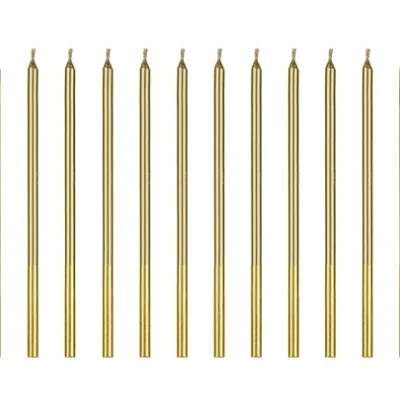 Świeczki – długie gładkie – złote, 14 cm (12 szt.) – Dekoracje imprezowe – Szalony.pl