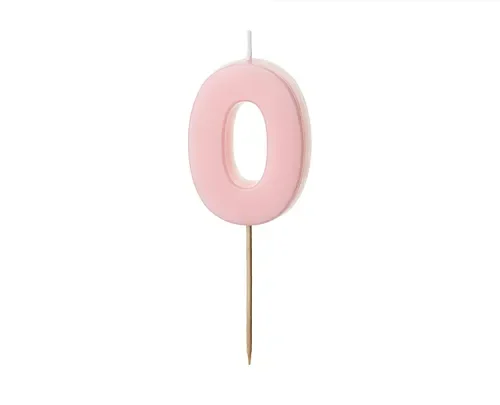 Świeczka - Cyfra "0" - jasny różowy, 5,5 cm