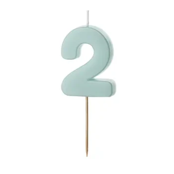 Świeczka – Cyfra “2” – miętowa, 5,5 cm – Dekoracje imprezowe – Szalony.pl