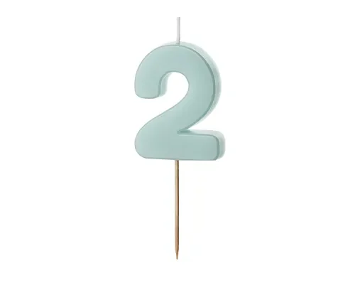 Świeczka - Cyfra "2" - miętowa, 5,5 cm