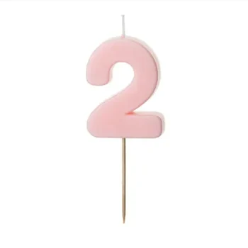 Świeczka – Cyfra “2” – jasny różowy, 5,5 cm – Dekoracje imprezowe – Szalony.pl