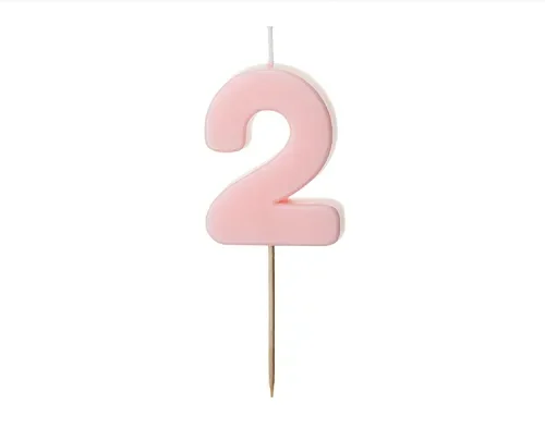 Świeczka - Cyfra "2" - jasny różowy, 5,5 cm