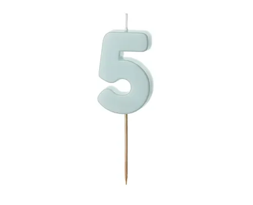 Świeczka - Cyfra "5" - miętowa, 5.5 cm