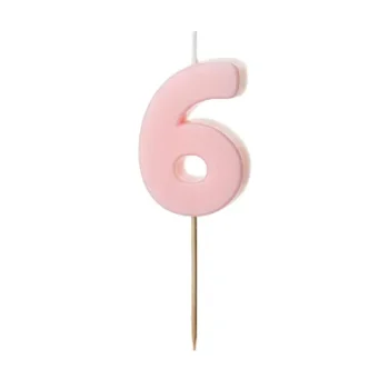 Świeczka – Cyfra “6” – jasny różowy, 5.5 cm – Dekoracje imprezowe – Szalony.pl
