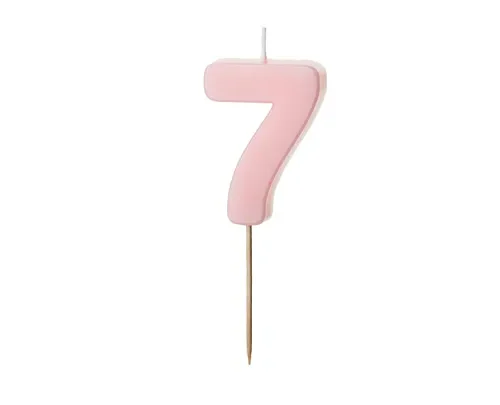 Świeczka - Cyfra "7" - jasny różowy, 5.5 cm