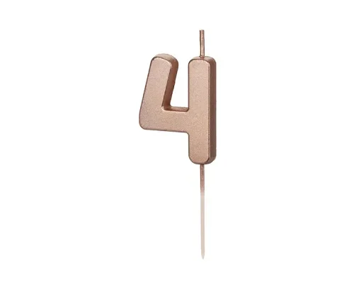 Świeczka - Cyfra "4" - różowe złoto, 4.5 cm
