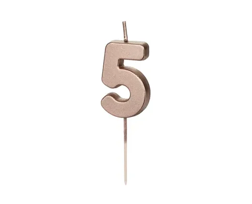 Świeczka - Cyfra "5" - różowe złoto, 4.5 cm