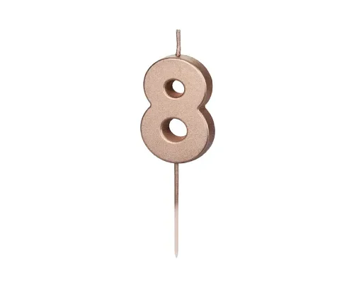 Świeczka - Cyfra "8" - różowe złoto, 4.5 cm