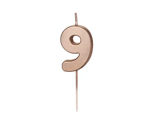Świeczka - Cyfra "9" - różowe złoto, 4.5 cm