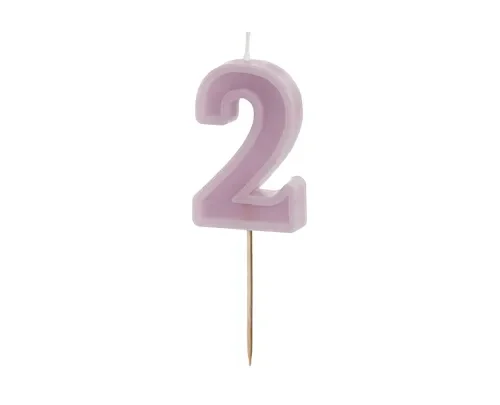 Świeczka - Cyfra "2" - fioletowa, 6 cm