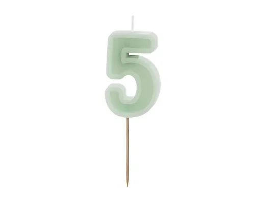 Świeczka - Cyfra "5" - zielona, 6 cm