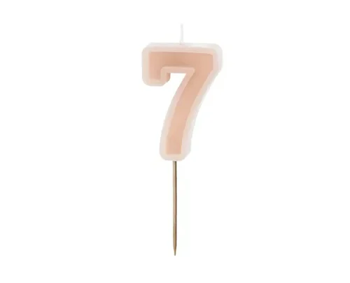 Świeczka - Cyfra "7" - brudny róż, 6 cm