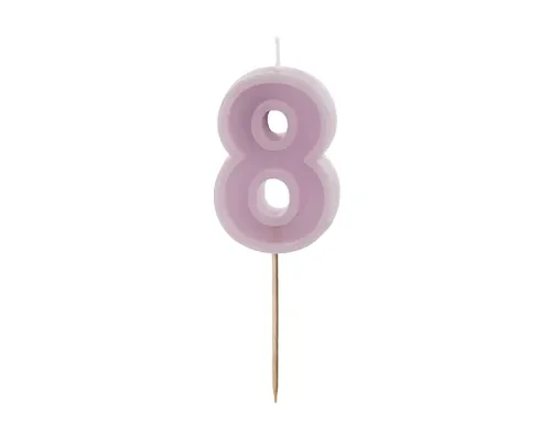 Świeczka - Cyfra "8" - fioletowa, 6 cm