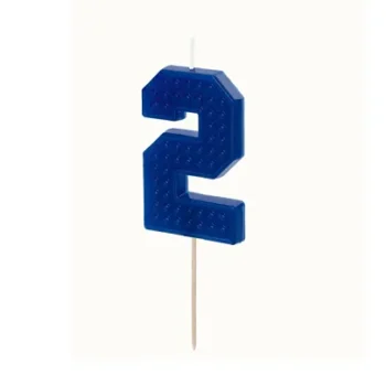 Świeczka – Cyfra “2” – niebieski klocki, 6 cm – Dekoracje imprezowe – Szalony.pl