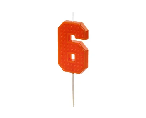 Świeczka - Cyfra "6" - czerwony klocki, 6 cm