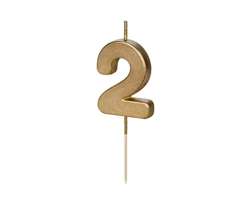 Świeczka - Cyfra "2" - złota, 4,5 cm