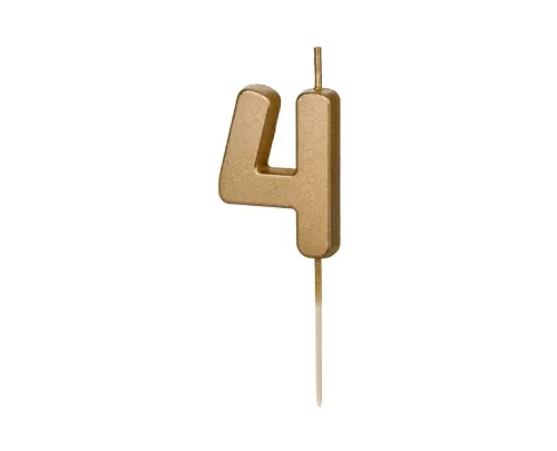 Świeczka - Cyfra "4" - złota, 4.5 cm